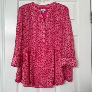 Kim Rogers pink and red blouse